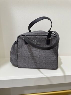 Fit+Fresh Gray Herringbone Lunch Tote with Black Handles